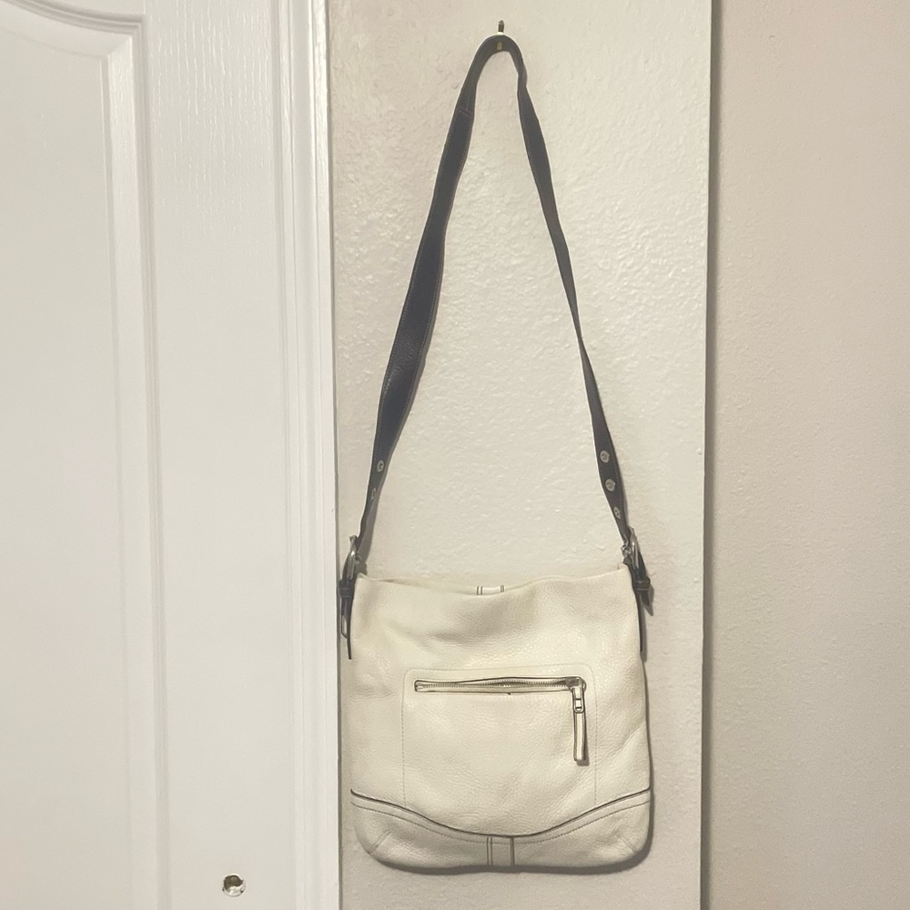 Coach Adjustable Strap Shoulder Bag Cream/White Color